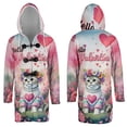 thumbnail image 3 of Hello Valentine’s Day American Shorthair Flower Crown Romantic Pink Floral All Over Print 3D Hooded Duffle Toggle Coat Cat Lover Kitten Owner Gifts - 00031, 3 of 6