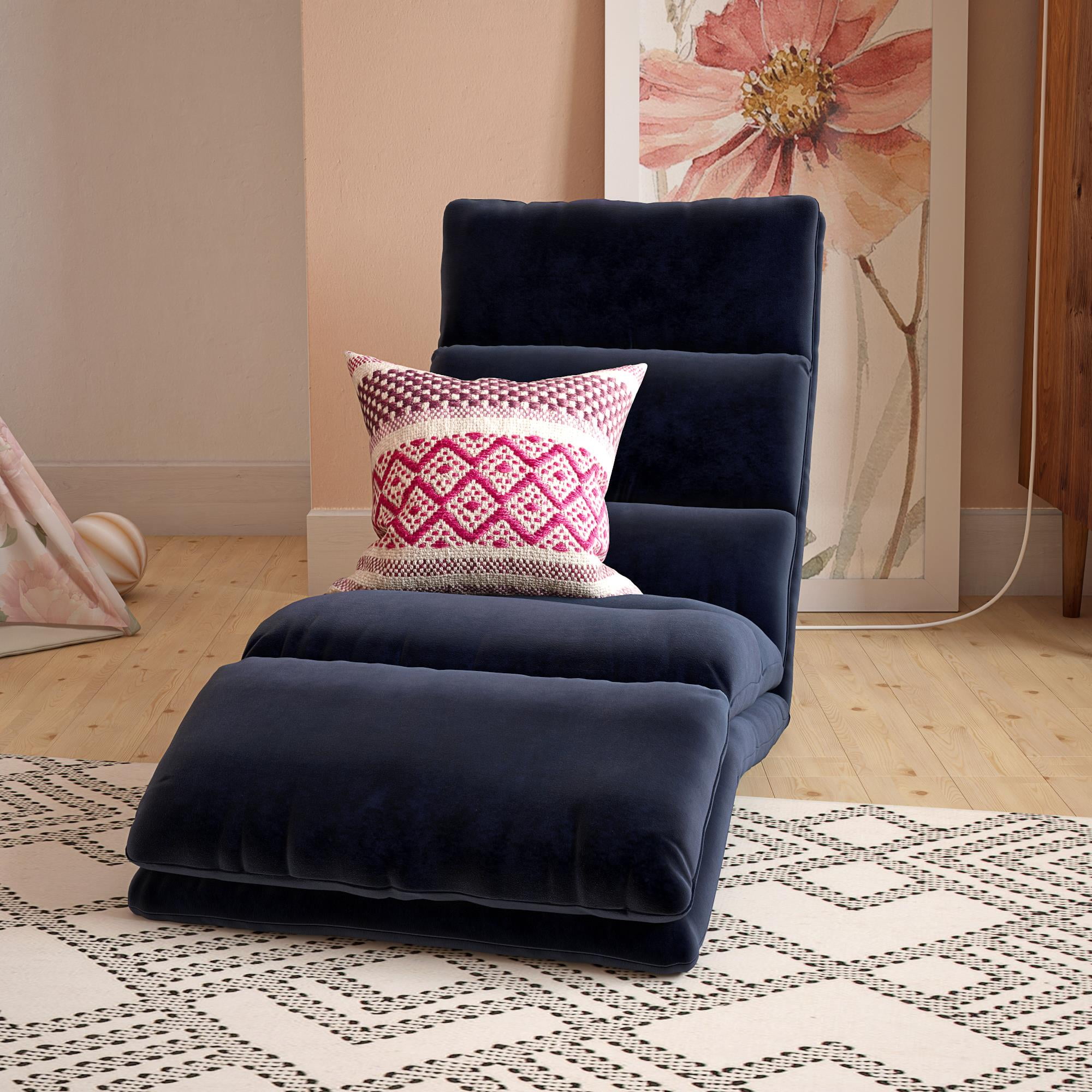 Buy DHP Beverly Wave Adjustable Memory Foam Lounge Chair, Blue Microfiber Online in India. 331322062