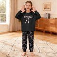 thumbnail image 3 of WOYY Girls Pajamas Long Sleeve Bow Graphic Tee Sleep Pants Comfy Loungewear, Sizes 3-14, 3 of 6