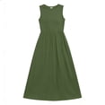 thumbnail image 5 of DeHolifer Summer Maxi Dresses for Women,Sleeveless A Line Flowy Long Dress, Breathable Summer Beach Vacation Outfits Army Green 2XL, 5 of 5