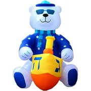 Jumbo 11' ft Hanukkah Inflatable Yard Decoration Lighted Chanukah Themed Bear Blowup Indoor and Outdoor Holiday Decorations LED Glowing with Air Blower, Tie-Down Stakes Chanukah Décor by Zion Judaica