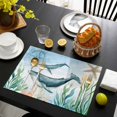 thumbnail image 3 of Whale Coastal Placemats Set of 6, Summer Beach Nautical Starfish Compass Placemats for Dining Table, Place Mats for Kitchen Tabletop, Waterproof Wipeable Dining Table Mats Set, 3 of 9