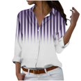 thumbnail image 2 of Qepwscx Womens Long Sleeve Button Up Shirts Tops for Women V Neck Stripe Print Business Casual Blouses Going Out Tops Graphic Tees Spring Fall Top Basic Loose Fits Beach Tshirt S-XXL, 2 of 4