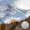 thumbnail image 4 of Flower White Round Fitted Table Cover Daisy Simple Floral Blue Waterproof Table Cloth with Elastic Edge Wipeable Tablecloth for Picnic Camping Party Fits 55"-60" Diameter, 4 of 8