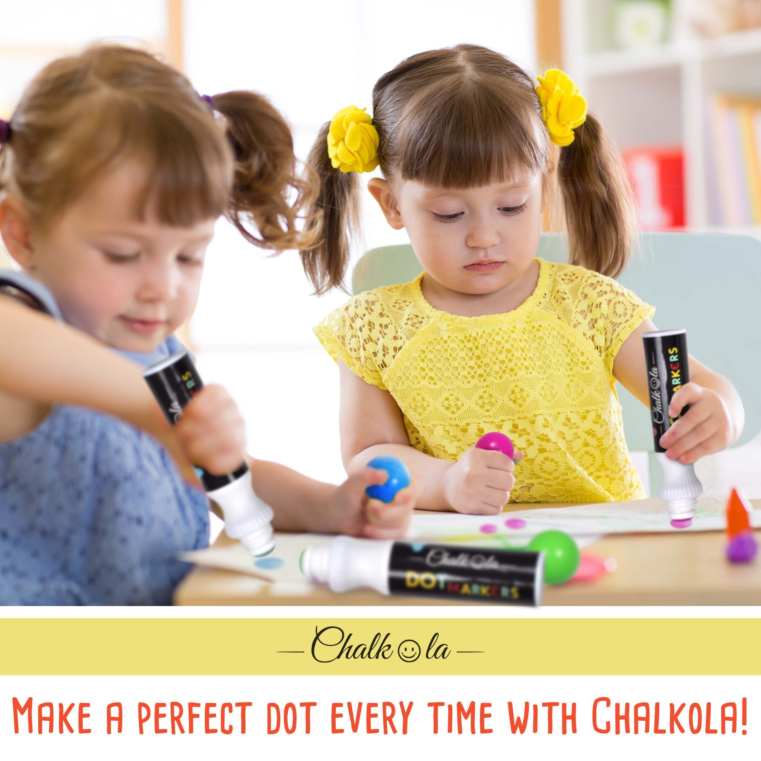 Chalkola Kids Washable Dot Markers 10 Shimmer Colors | Water-Based Non Toxic Paint Daubers for Toddlers | Fun Preschool Art Supplies