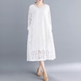 thumbnail image 2 of Sexlip Womens Midi Dress Long Sleeve Lace Design Soft Fabric Flared Silhouette for Formal Occasions White M, 2 of 9