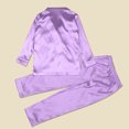 thumbnail image 5 of HNMKIU Soft Matching Family Pajamas Set with Buttons Long Sleeve Solid Color Family Casual Wear Home Sleepwear Light Purple,Kids:7-8 Years, 5 of 10
