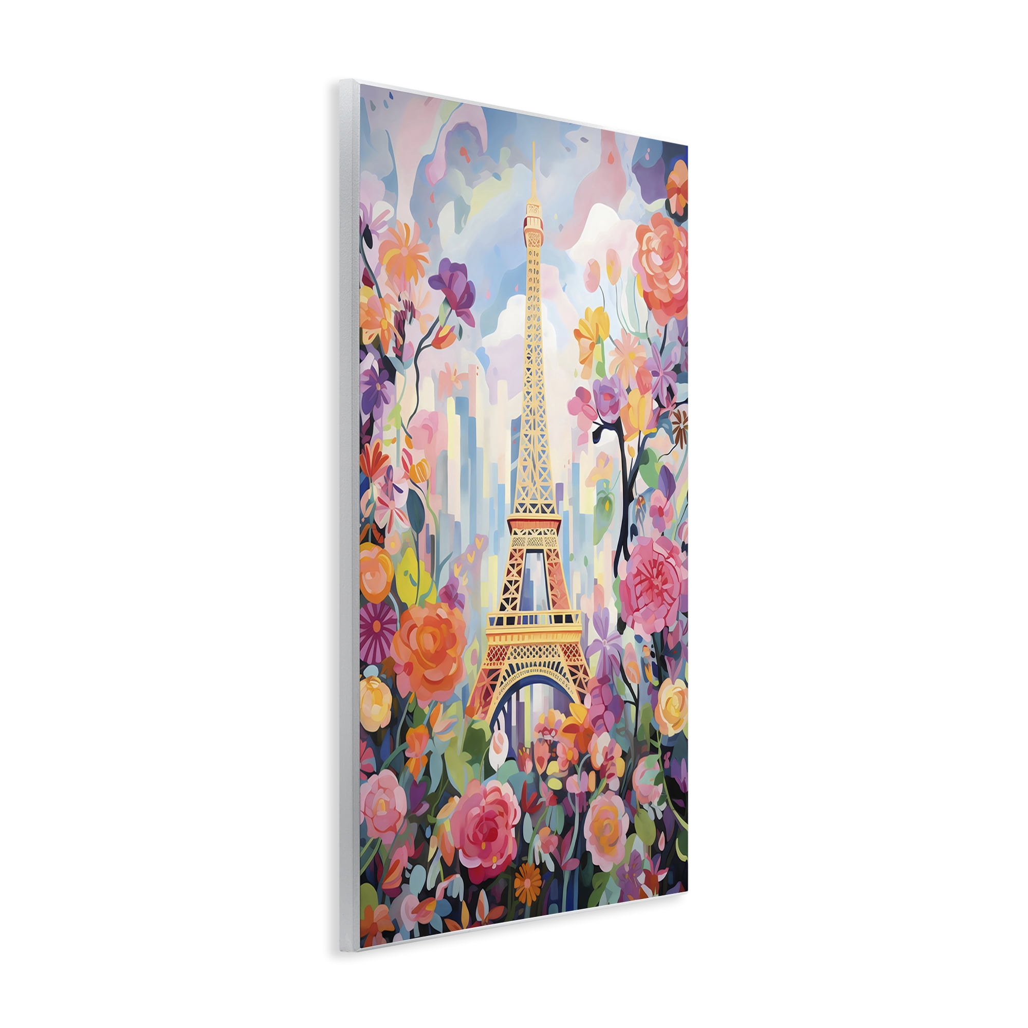 Stupell Industries Eiffel Tower Surrounded By Florals Wall Plaque Art, design by Creative Studio