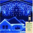 thumbnail image 1 of LED Christmas Lights, 99ft 1216 LED 8 Modes, Curtain Fairy String Light Clear Wire LED String Decor for Christmas Thanksgiving Halloween Party Backdrops Decorations (Blue), 1 of 6