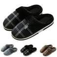 thumbnail image 4 of Oyedens Mens House Memory Foam Slippers with Comfy Warm Plush Lined Slip on Bedroom Shoes for Indoor Outdoor, 4 of 5