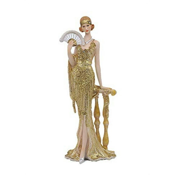 Comfy Hour Glamour Elegance Victorian Style Lady Collection Luxury Lady with Fan Resin Art Figurine, 13-inch Height