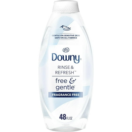 Downy Rinse & Refresh Free & Gentle Laundry Odor Remover and Fabric Softener, Fragrance Free, 48 fl oz, No Dyes or Heavy Perfumes