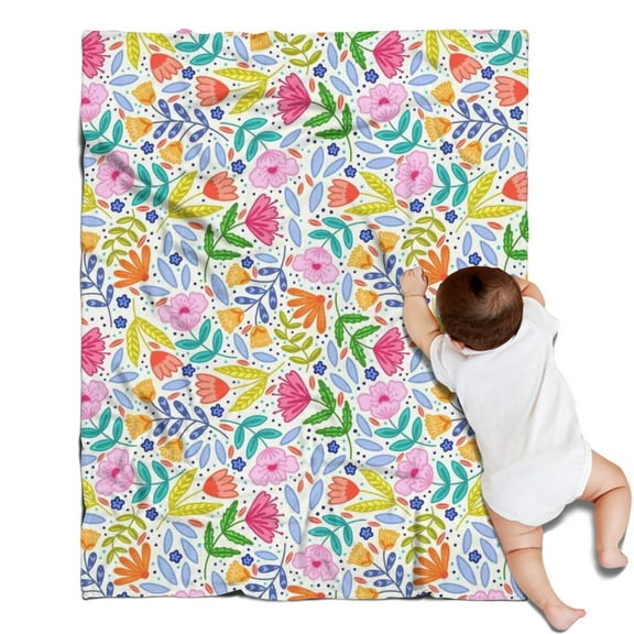 Pioneer Flower Floral Print Pattern Blanket,Comfortable Soft Flannel Throw Blanket,All Season,Warm Lightweight Blankets for Sofa Bed Couch Living Room Chair,30"x40"