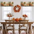 thumbnail image 5 of Thanksgiving Fall Valances for Windows, 54 x 18in, Pumpkin Flower Checkered Oil Painting Rod Pocket Kitchen Valance Curtain Light Filtering Window Treatments for Living Room Bedroom, 1 Panel, 5 of 7