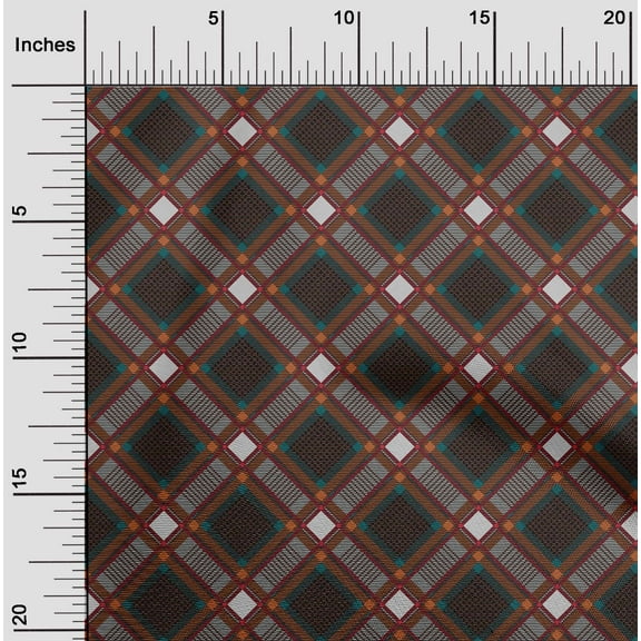 oneOone Organic Cotton Poplin Twill Fabric Tartan Check Print Fabric By Yard 42 Inch Wide
