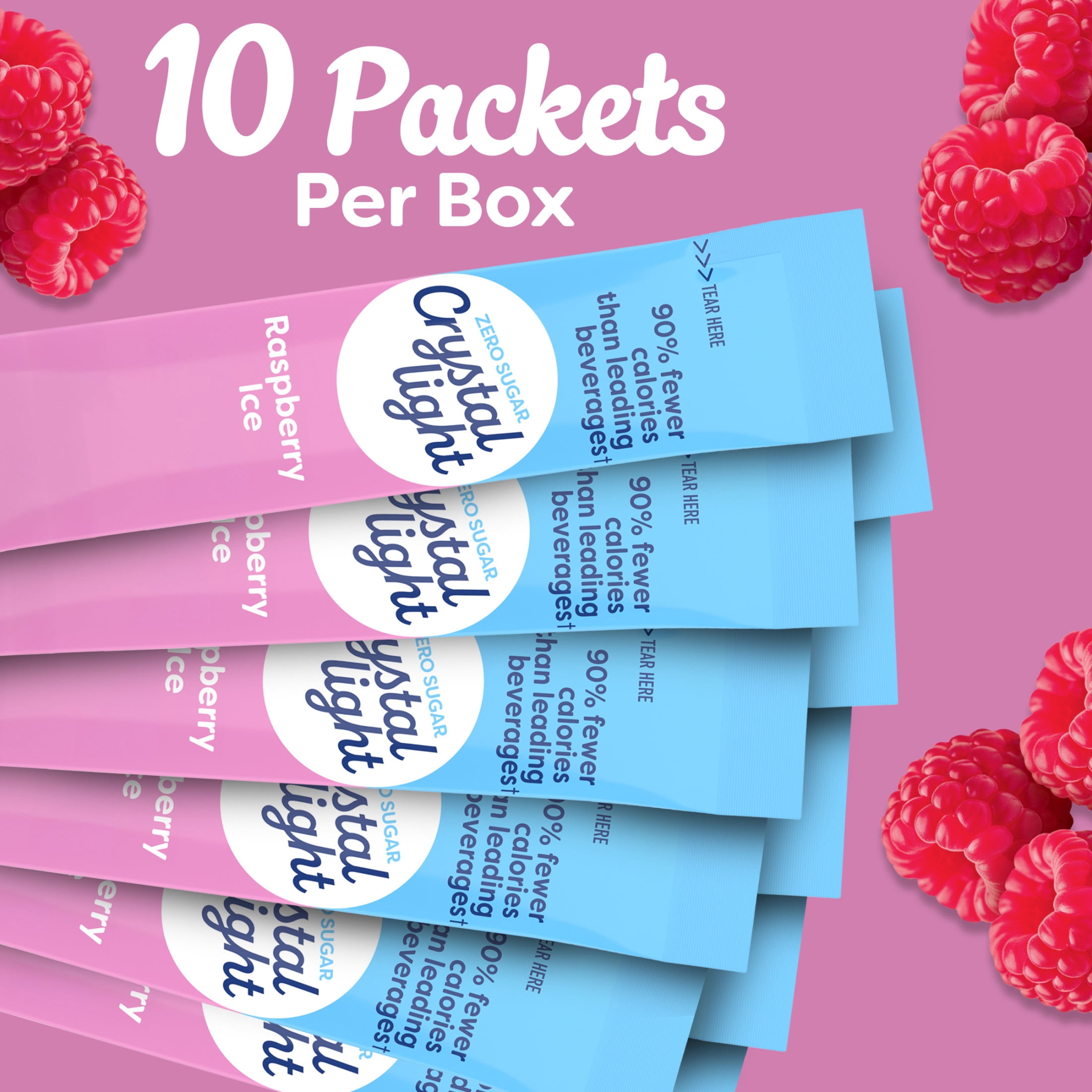Crystal Light Drink Mix, 10 Packets, for Convenient On-the-Go Flavorful Hydration, Raspberry Ice Artificial Flavor, Zero Sugar, 0.6 oz