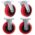 thumbnail image 2 of SY America Roulettes 5 Pouces Lot de 4, Roue en Polyoléfine/polyuréthane, Roulettes de Dessus Extra Larges 2 Pouces, Capacité Totale de 3000 lbs (5 Pouces Lot de 4, Rouge/noir, 2 Pivotantes + 2 Rigides), 2 of 4