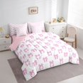 thumbnail image 4 of Homewish Cute Cartoon Bowtie 7-Piece Twin Bedding Sets,Kawaii Bow Bedding Comforter Set,White Pink Sheet Sets For Girls,Microfiber Bedroom Decor Reversible, 4 of 9