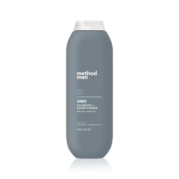 Method Men 2-in-1 Shampoo and Conditioner, Sea   Surf - Cleans and Conditions with Argan and Jojoba Oil - Paraben Free, Silicone Free and Cruelty Free - 14  fl oz
