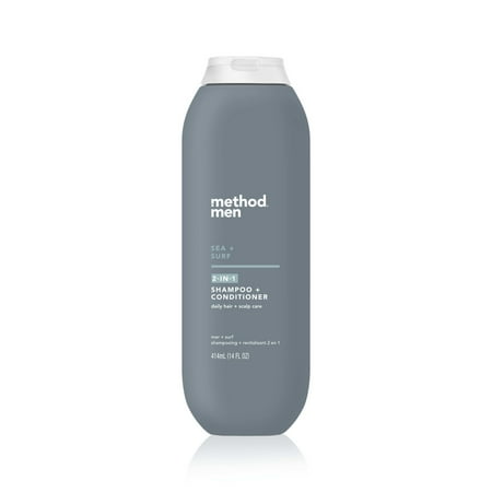Method Men 2-in-1 Shampoo and Conditioner Sea + Surf - Cleans and Conditions with Argan and Jojoba Oil - Paraben Free Silicone Free and Cruelty Free - 14 fl oz