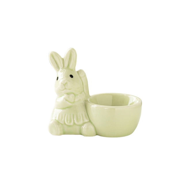 Diconna Bunny Egg Cup Ceramic Rabbit Egg Cups Hard Boiled Egg Holder Easter Table Decor for Home Kitchen Party