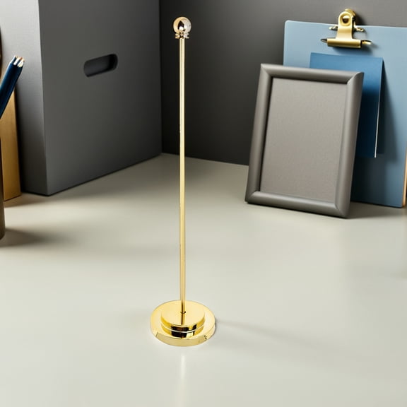 RENACLIPY 2Pcs Sturdy Metal Flag Holder Gold Color Desk Flag Stand for Bathroom and Office Use