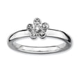 thumbnail image 1 of Sterling Silver Stackable Expressions Flower Diamond Ring Size 7, 1 of 3