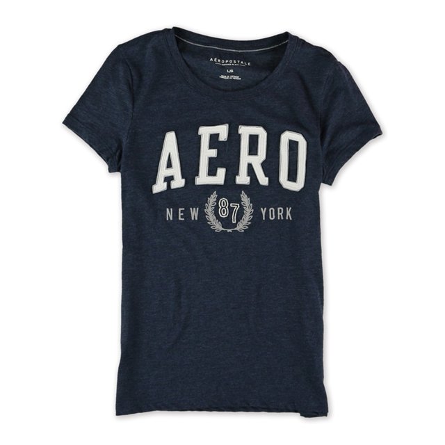 Camiseta adornada Aeropostale New York 87 para mujer azul mediana