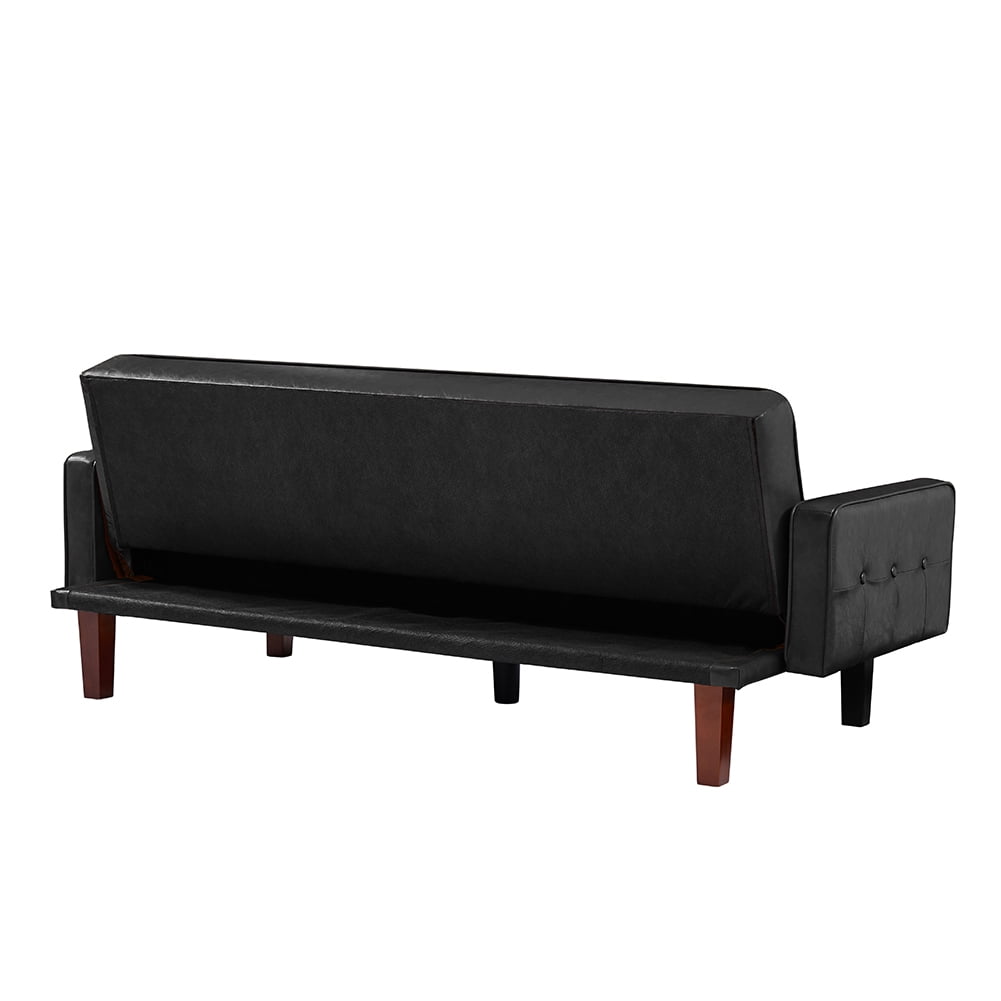 Resenkos 75" PU Leather Sleeper Sofa Bed Convertible Loveseat Futon Folding Sleeper Sofa Bed Black