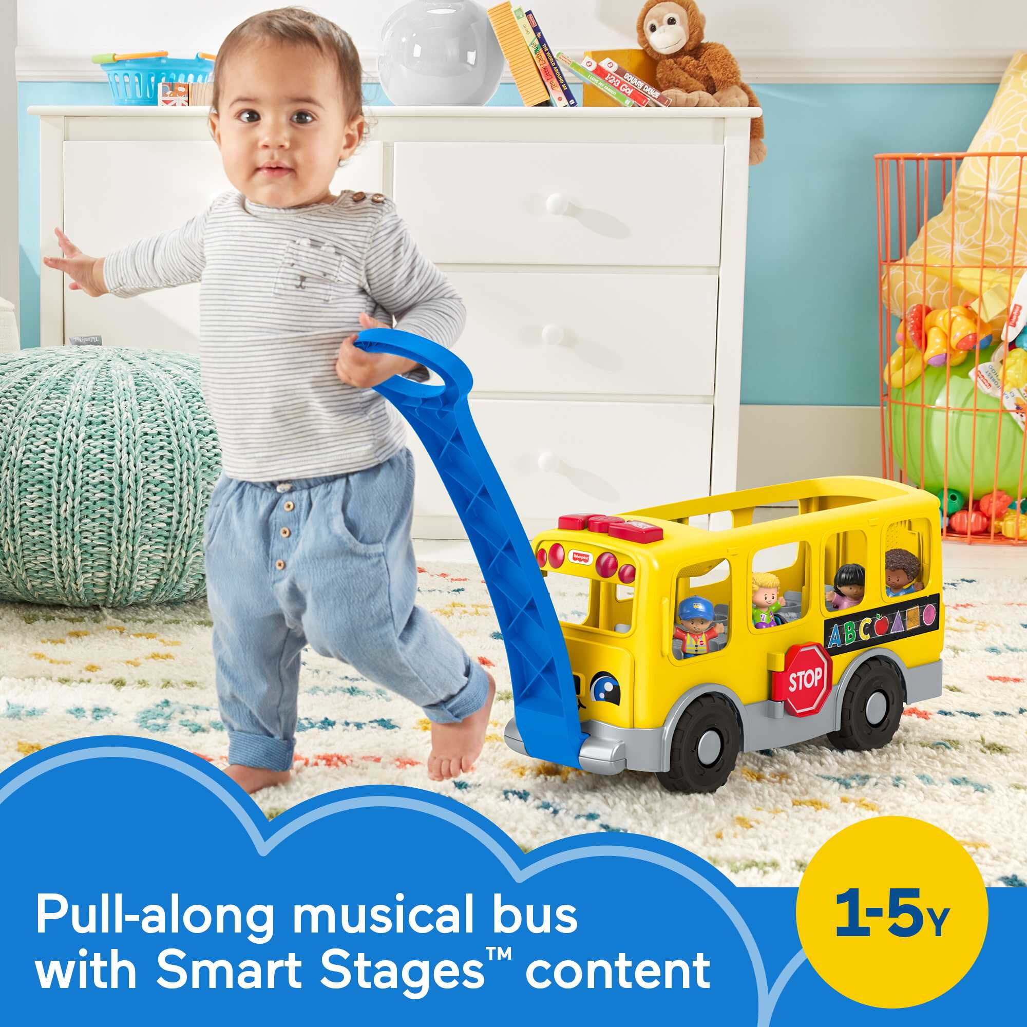 Fisher-Price Little People Toddler Learning Toy, Big Yellow School Bus Musical Push Toy - 1