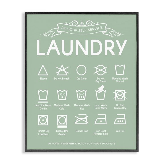 Stupell Industries Shabby Chic Green Vintage Laundry Guide Black Framed Giclee Art, 11 x 14, by Lettered and Lined