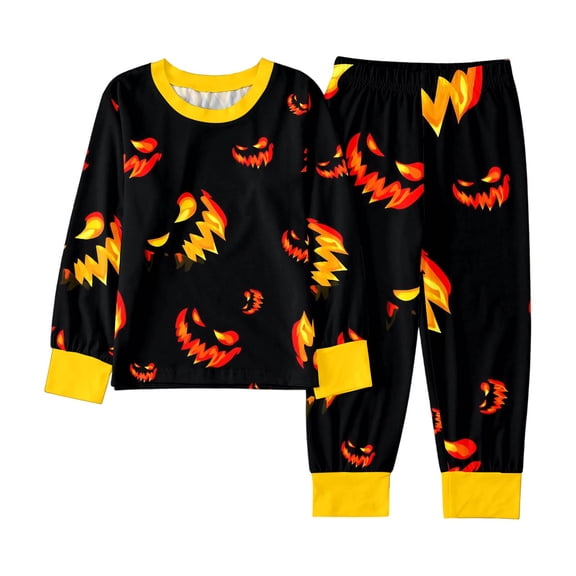 CONZONE Halloween Toddler Girls Pajamas Graphic Pjs Set Hallowmas Jammies Long Sleeve Tops Pants 2 Piece Sleepwear Loungewear for Kids