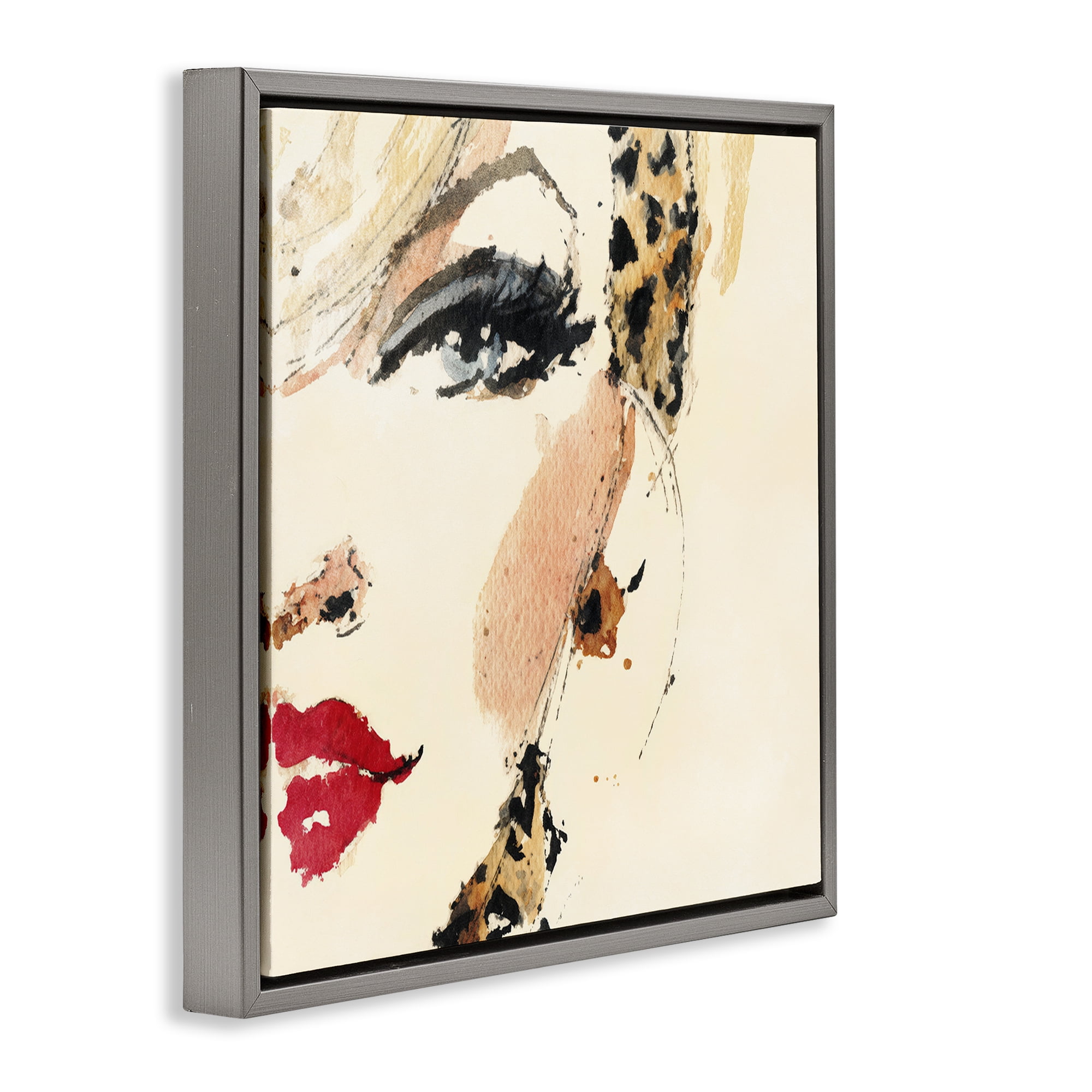 Stupell Industries Crimson Enigma Lipstick Gray Framed Floater Canvas Wall Art, design by Svetlana Aleynikova