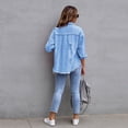 thumbnail image 2 of LYMAYTER Women's Spring Shirt Long Sleeve Jacket Loose Top Ripped Denim Women's Top S-2XL, 2 of 5