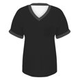 thumbnail image 4 of Tittly T Shirts for Women Tshirts Shirts Women's Spring V Neck Splice Ribbon Pocket Loose Casual Short Sleeve T Shirt Basic Tees Summer Tops Black L, 4 of 4