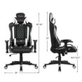 thumbnail image 3 of Pemberly Row PU Metal Massage Gaming Chair w/ Lumbar Support & Headrest in White, 3 of 11