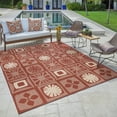 thumbnail image 3 of Reyn Spooner Kona Coast Oahu Tropical Tribal Red Beige Flatweave Indoor/Outdoor Area Rug, 5x8, 3 of 9