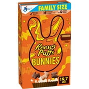 REESE'S PUFFS Bunnies Easter Edition Chocolatey Peanut Butter Cereal, Family Size, 19.7 oz