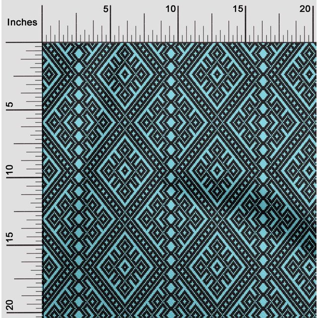 oneOone Viscose Chiffon Fabric Ethnic Geometric Flame Stitch Printed Craft Fabric BTY 42 Inch Wide