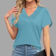 thumbnail image 2 of T-shirts pour Femmes à Col en V à Manches Courtes Décontractés Amples Hauts 2024 Tendance Maintenant, 2 of 6