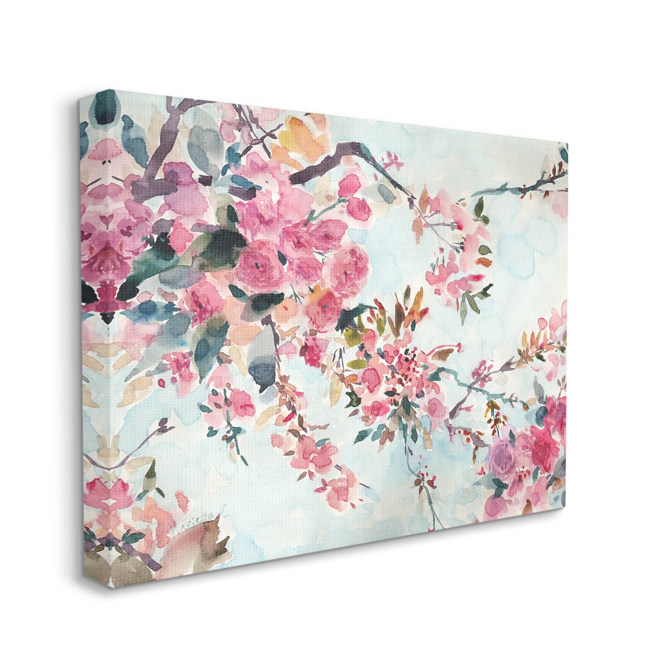 Budding Cherry Blossoms Nature Botanical & Floral Graphic Art Gallery Wrapped Canvas Print Wall Art