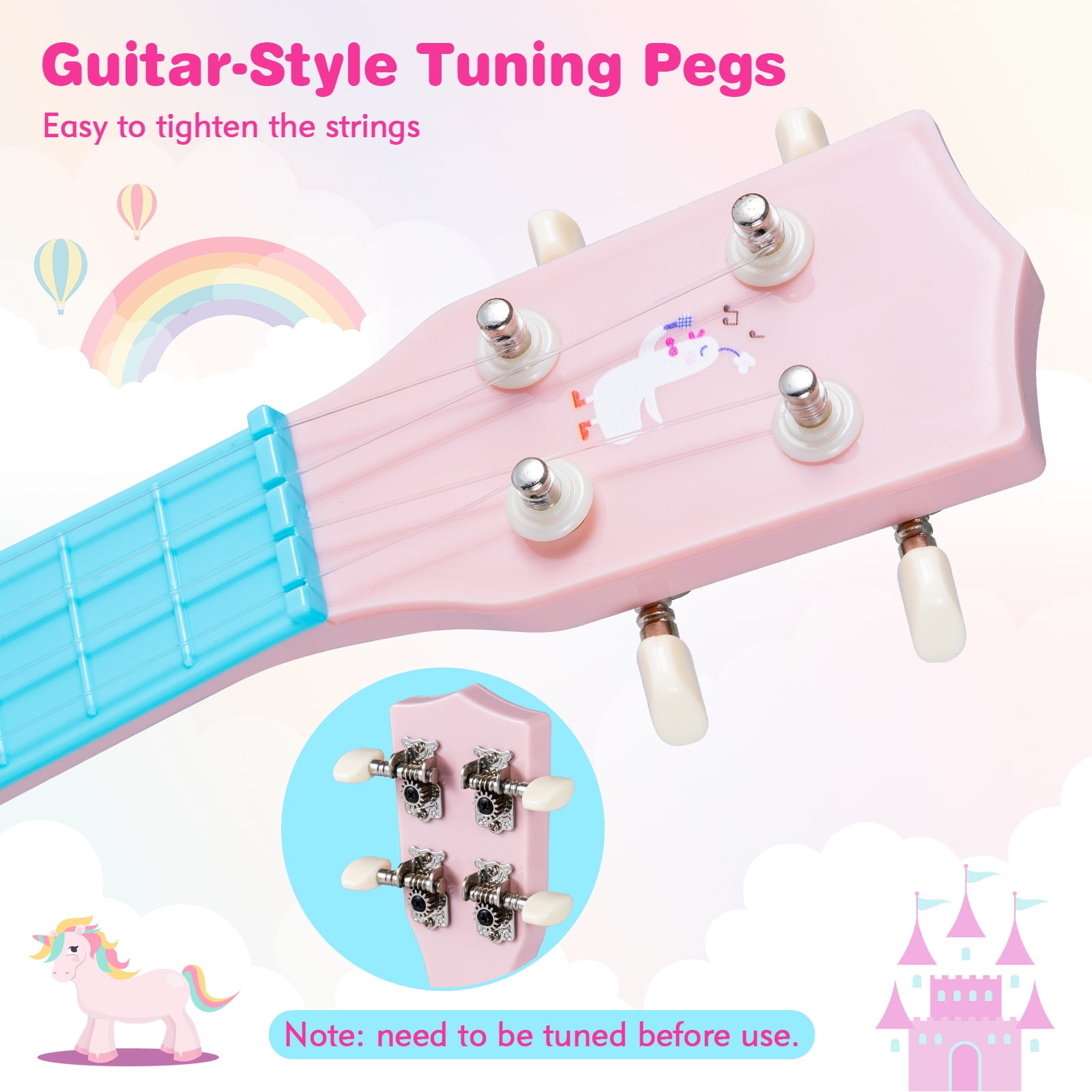 Gymax 21'' Ukulele Guitar for Kids w/4 Nylon Strings & 12 Frets for Beginners Toddlers