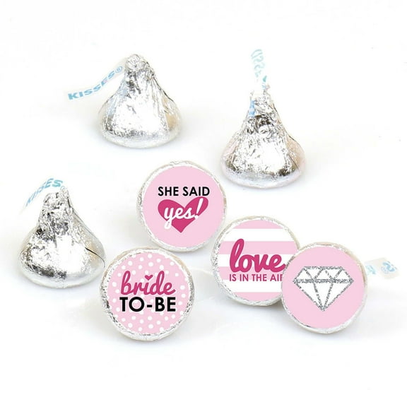 Big Dot of Happiness Bride-To-Be - Bridal Shower & Classy Bachelorette Party Round Candy Sticker Favors - Labels Fits Chocolate Candy (1 sheet of 108)