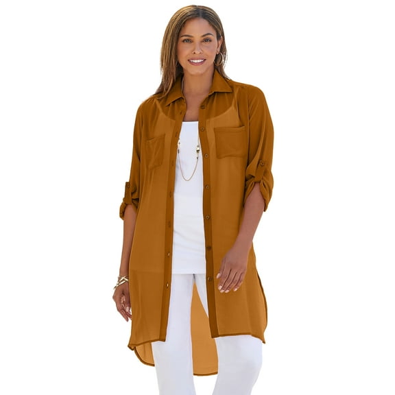 Jessica London Women's Plus Size Sheer Georgette Mega Tunic