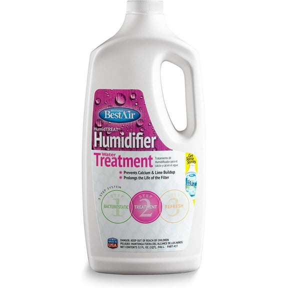 BestAir 1T, Humiditreat Extra Strength Humidifier Water Treatment, 32 oz , Pink