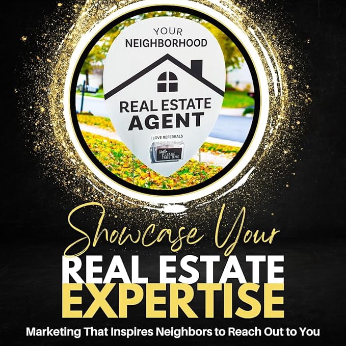 Neighborhood Real Estate Agent Map Pin Yard Sign Kit with Clear Acrylic Business Card Holder and Metal Yard Stake, Marketing Supply (Pack of 1, Neighborhood Agent Pin Sign Kit)
