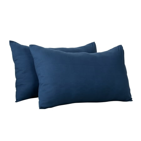 Evolive Ultra Soft Brushed Microfiber Standard Size 20"x30" Pillowcases Pair Set of 2 (20"x30" Standard, Navy)