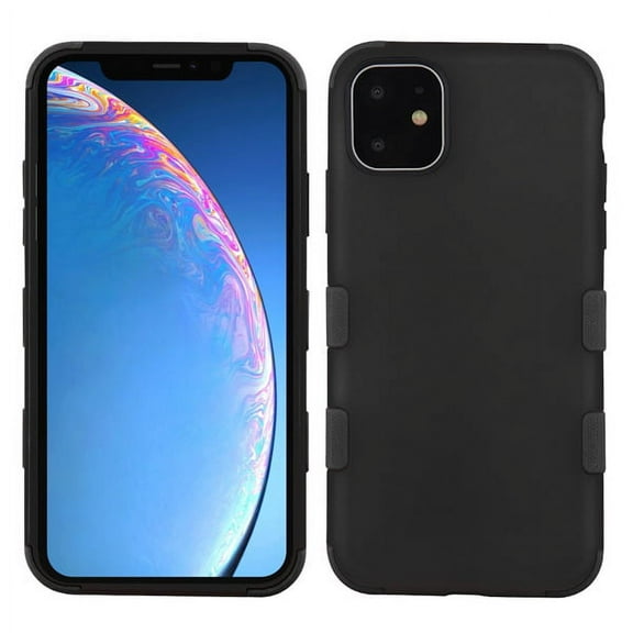 Apple iPhone 11 Phone Case 3 in 1 TUFF Hybrid Impact Armor Hard PC & Soft TPU Silicone Rubber Heavy Duty Rugged Bumper Shockproof Full Body Frame Protective Hard BLACK Cover for Apple iPhone 11 /6.1"