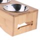 thumbnail image 3 of Alimentador Del Para Mascotas Del Tazón De Fuente De Agua Tazones Para Perros Soporte De Bambú Para Los Conejo S05 Sunnimix Cuenco elevado para mascotas con soporte de madera, 3 of 7