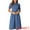 Blue, variant on DARING DIVA Denim Collared Short Sleeve A-Line Midi Dress XS Blue
